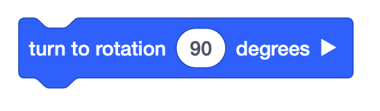 VEXcode IQ Vrid till rotationsblock som läser Vrid till rotation 90 grader.