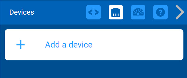 VEXcode IQ-enheter-menyn med knappen Lägg till en enhet visad.