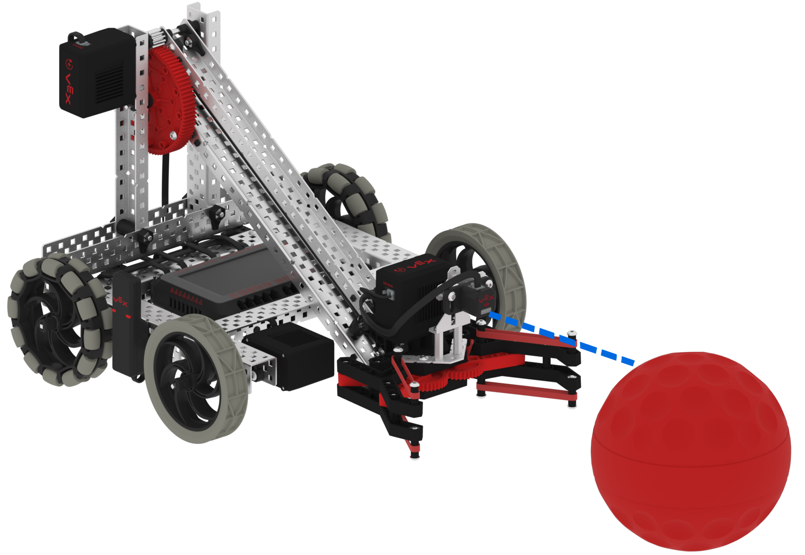 Diagram som illustrerar installation och anslutning av V5-sensorer, inklusive etiketter för sensortyper och portar, för att hjälpa användare att förstå hur man använder sensorer korrekt i V5-robotprojekt.