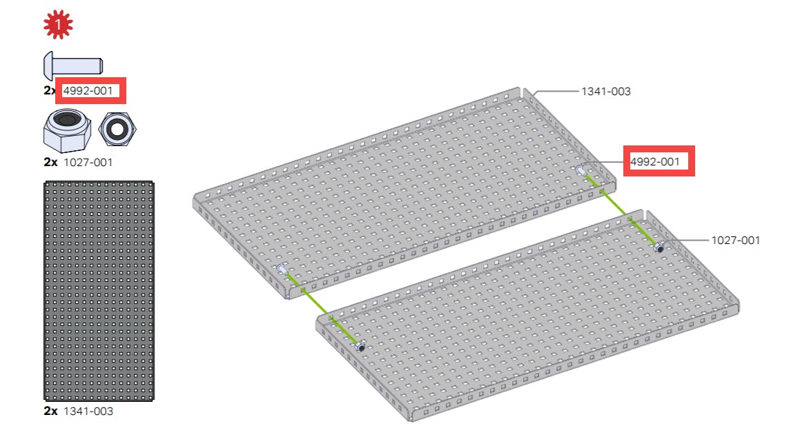 Tabell över artikelnummer för att konfigurera V5 Workcell i karriär- och teknisk utbildning (CTE)-kontext, som visar olika komponenter och deras motsvarande identifierare.