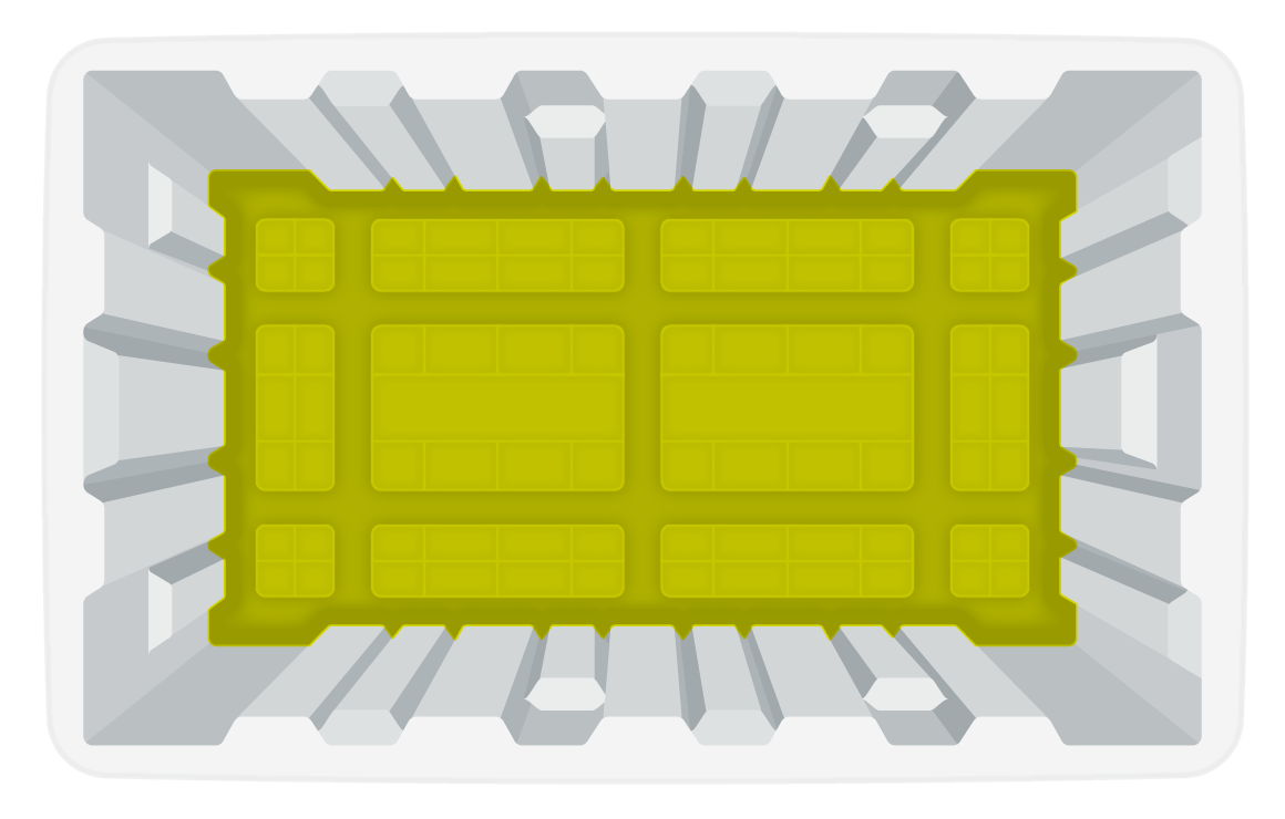 Diagram över V5-arbetscellslagring för yrkes- och teknisk utbildning, som illustrerar layouten och organisationen av lagringskomponenter i en V5-arbetscellsinstallation.