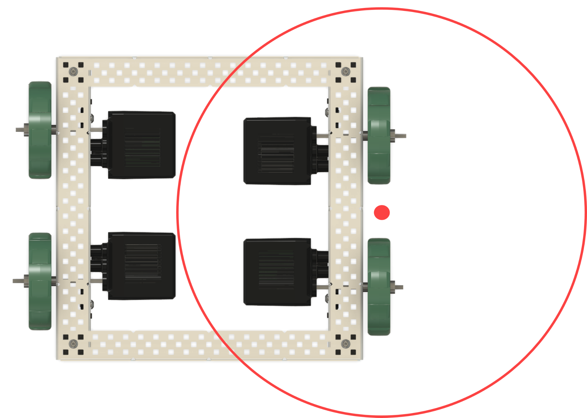 Illustration av V5-mekanismer som visar olika komponenter och deras funktioner, med framhävning av design- och monteringsfunktioner som är relevanta för V5-robotsystem.