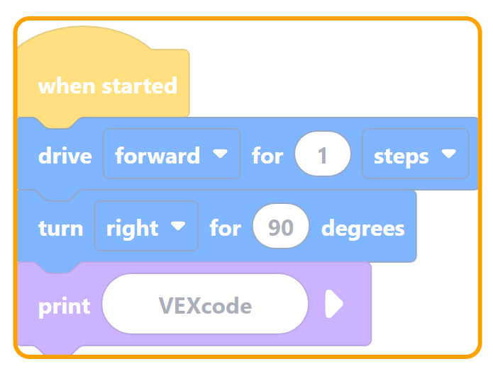 Bloku kaudze ar dzeltenu līniju ap tiem, bez atstarpes starp blokiem un apmali.