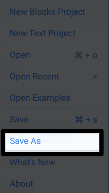 Menu file dengan opsi Simpan sebagai disorot.