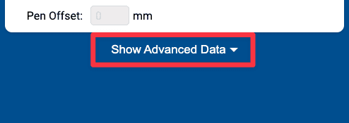 Längst ner på Teach-skärmen står det Visa avancerade data med en nedåtriktad triangel som indikerar vad som ska väljas för att expandera och visa avancerade data.