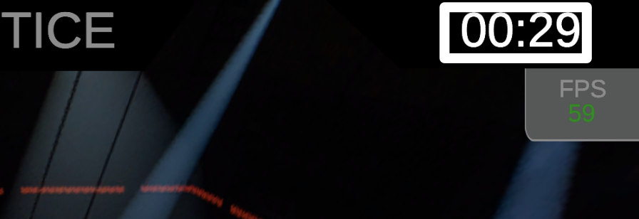 Braukšanas prasmju prakses loga augšējā labā stūra tuvplāna skats, kurā redzams atlikušais spēles laiks. Laiks rāda 29 sekundes.