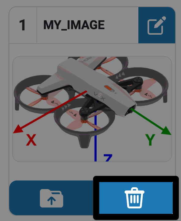 スロット 1 の画像の下のゴミ箱アイコンが強調表示されます。