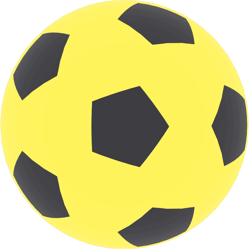 En gul och svart sportboll med ett fotbollsmönster.