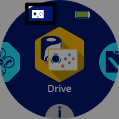 L'écran du robot AIM affiche l'icône de la manette dans le coin supérieur gauche, indiquant qu'une manette One Stick est connectée.