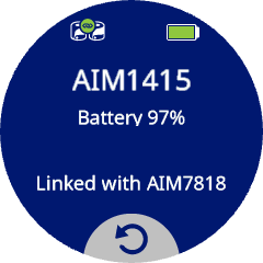 AIM1415 come nome del robot sullo schermo. batteria al 97% e dice collegato con AIM 7818.