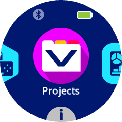 Ekran robota AIM z ikoną Projektów w środku.