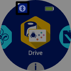 La misma imagen que la anterior, esta vez con un icono de Bluetooth en gris, lo que indica que el robot no está actualmente conectado a través de Bluetooth.