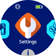 El icono de configuración en el menú de la pantalla del robot.