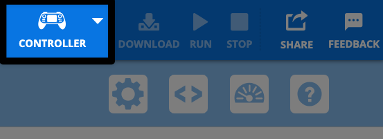La barre d'outils située en haut de l'interface affiche plusieurs icônes. Le bouton Manette, représenté par un symbole de manette de jeu, est mis en surbrillance.
