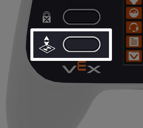 Eine Nahaufnahme der unteren linken Seite des Controllers, wobei die Starttaste hervorgehoben ist und anzeigt, welche Taste zum Stoppen des Projekts gedrückt werden muss.