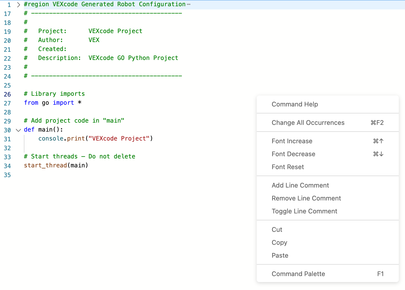 Diagrama, iliustruojanti GO kategorijos aprašymą Python mokymo priemonėse, kurioje rodomi pagrindiniai VEX GO robotikos sistemos komponentai ir funkcijos.