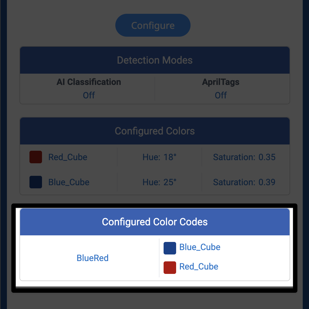 Конфигурацияланған BlueRed түс кодын көрсететін Құрылғылар терезесі.