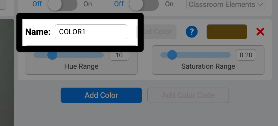 Ampliado en vista de AI Vision Utility. Un punto destacado está en la opción de nombre para la firma de color.
