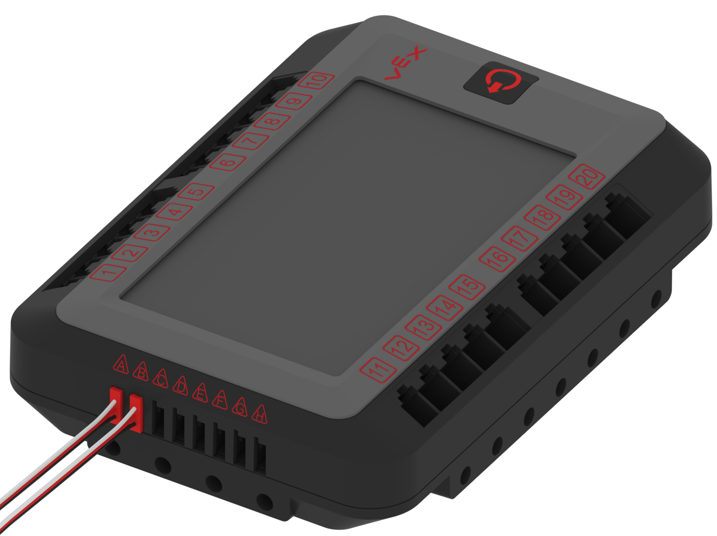 V5 Brain with two 3-Wire cables connected to its 3-Wire Ports.