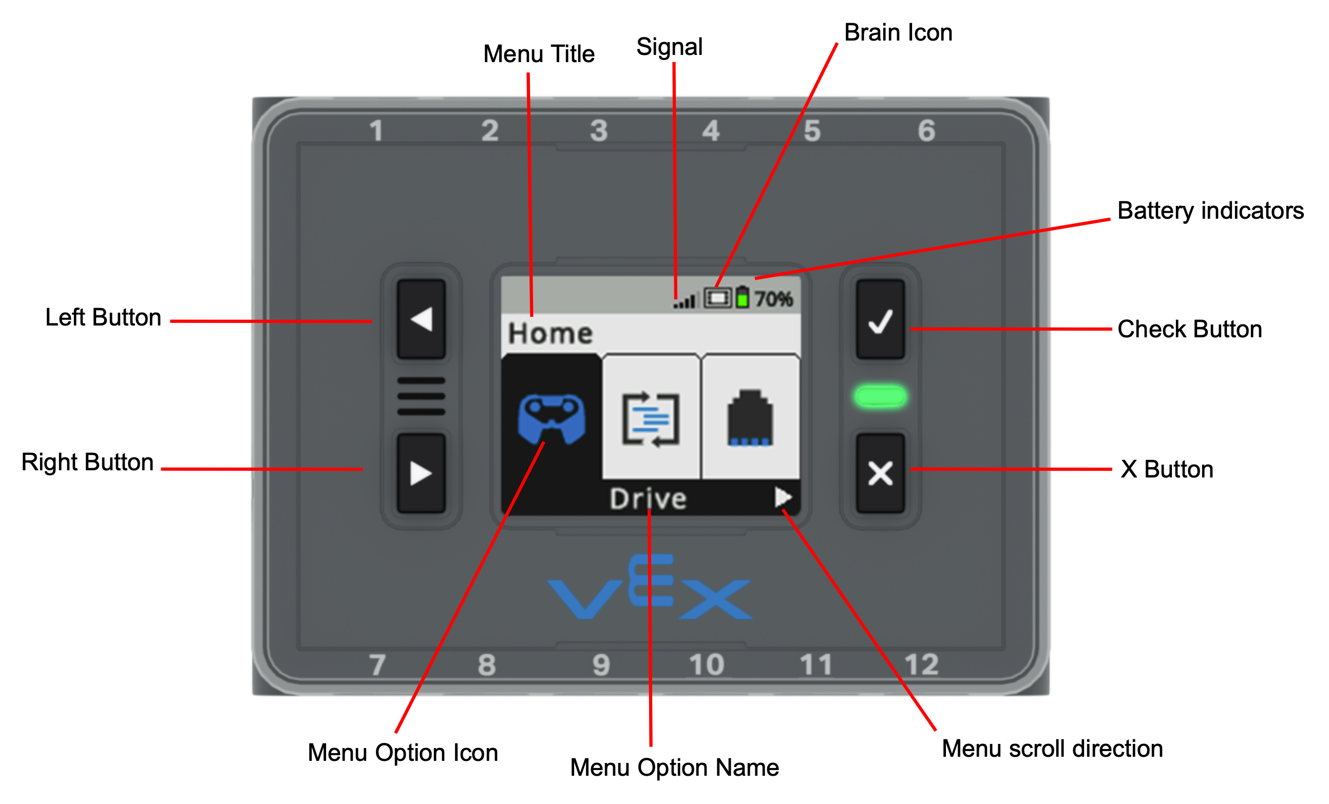 Navigating Menus - IQ Brain (2nd gen) – VEX Library