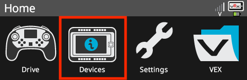 Brain screen is shown in the Home menu with the Devices option highlighted.