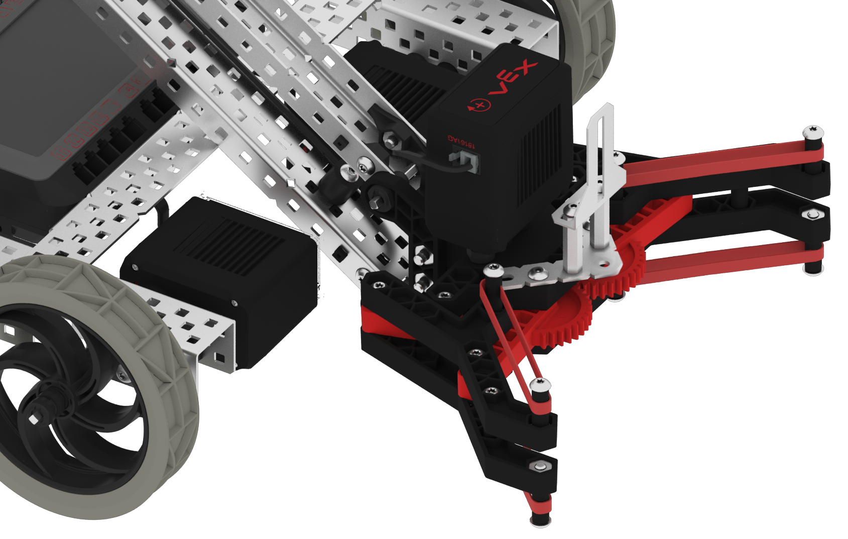 V5 Clawbot with the Claw modified to add supports for the Vision Sensor.