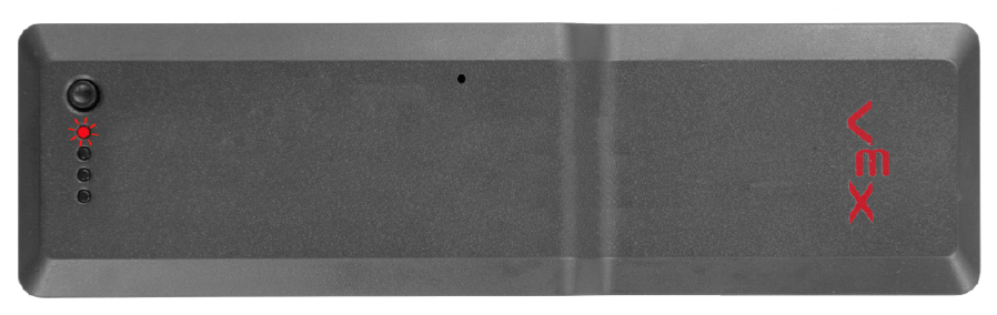 Battery is shown with one flashing red indicator light.