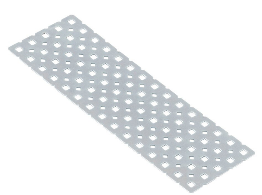 Angled view of a metal V5 Plate piece.