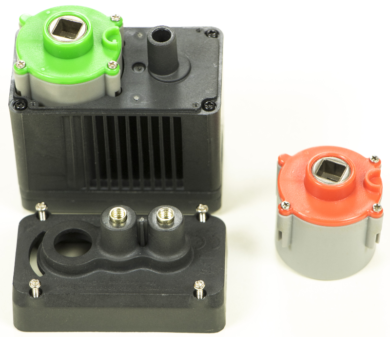 V5 Smart Motor with its cap removed and the Gear Cartridges changed out so now the Smart Motor is using the green cartridge.