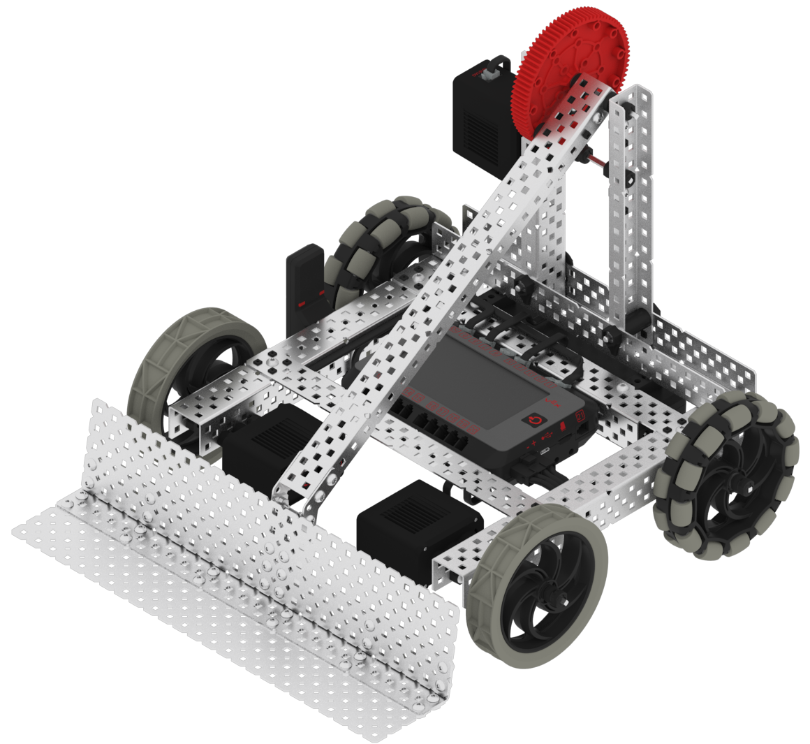 Angled view of a V5 robot with a Single Swing Arm.