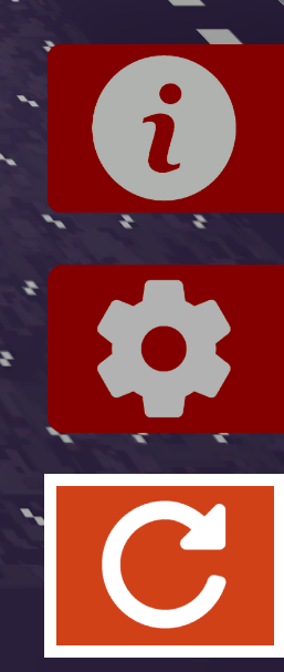 A close up of the icons in the lower right corner of the simulator screen, with the Reset icon highlighted, a curved arrow pointing clockwise, located vertically at the bottom of the stack below the reset button.