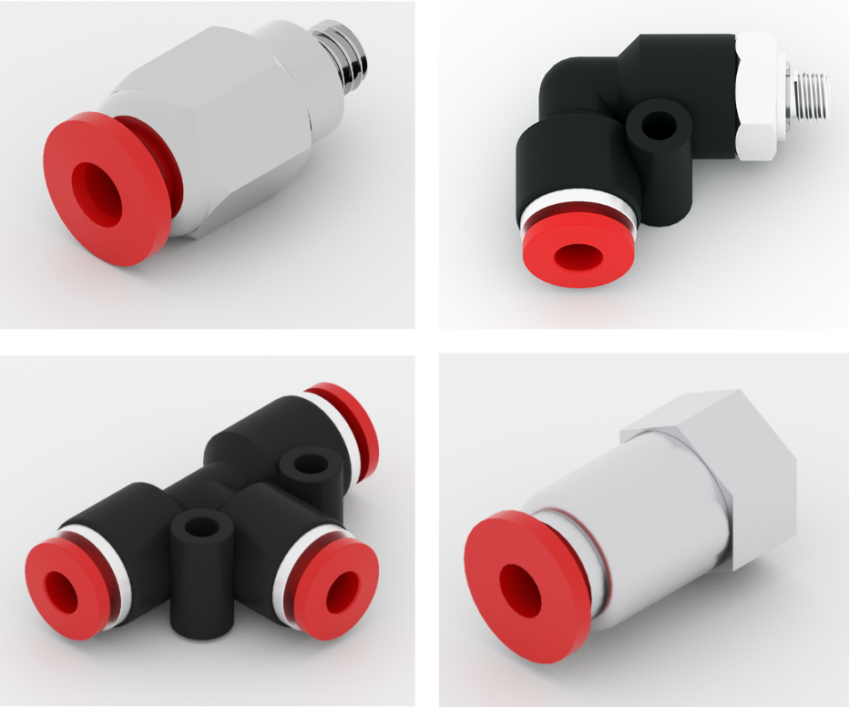 Four varieties of V5 Fitting pieces.