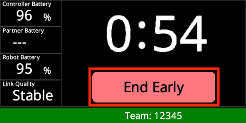 Field Control Brain screen in shown once the field is active and with the End Early button highlighted.