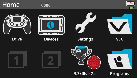 V5 Brain screen is shown in the Home menu to show that the Field Control App has been downloaded to the third program slot.