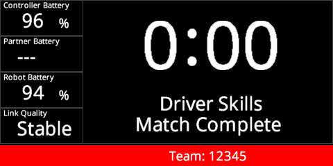Field Control Brain screen in shown once the timer has reached 0:00.