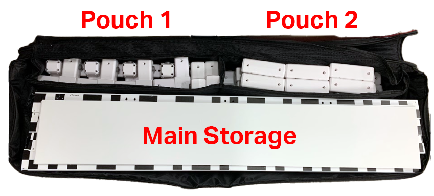 Unzipped Field Case 2 viewed from above to show its organization. This Field Case has two Pouches and one Main Storage area.