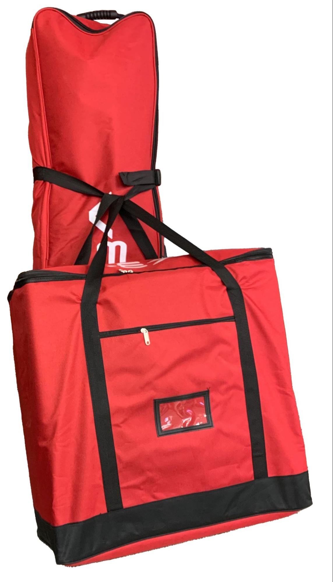 Field Tile Case is shown attached to the Field Case using the straps and by threading the buckle through the two handles.