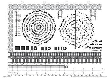 Thumbnail image of a VEX metal ruler, used for educational purposes, featuring measurement markings for precise calculations in various projects.