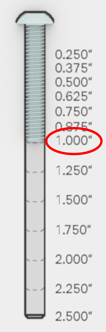 Image of a VEX 8-32 screw, used in educational robotics and engineering projects, displayed on a ruler for scale.
