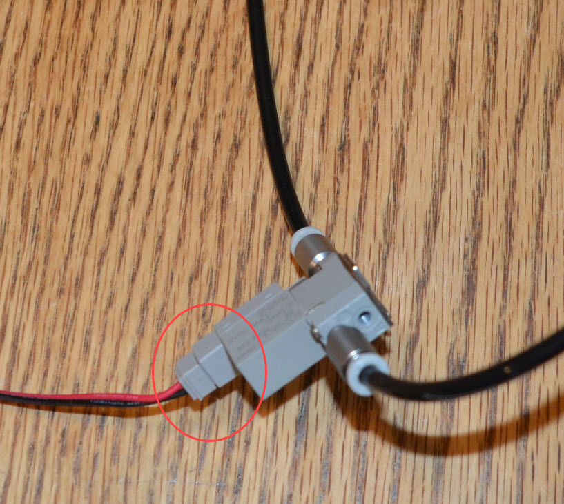 Single Acting Solenoid Valve piece with a 3-Wire Cable connected to it and highlighted.