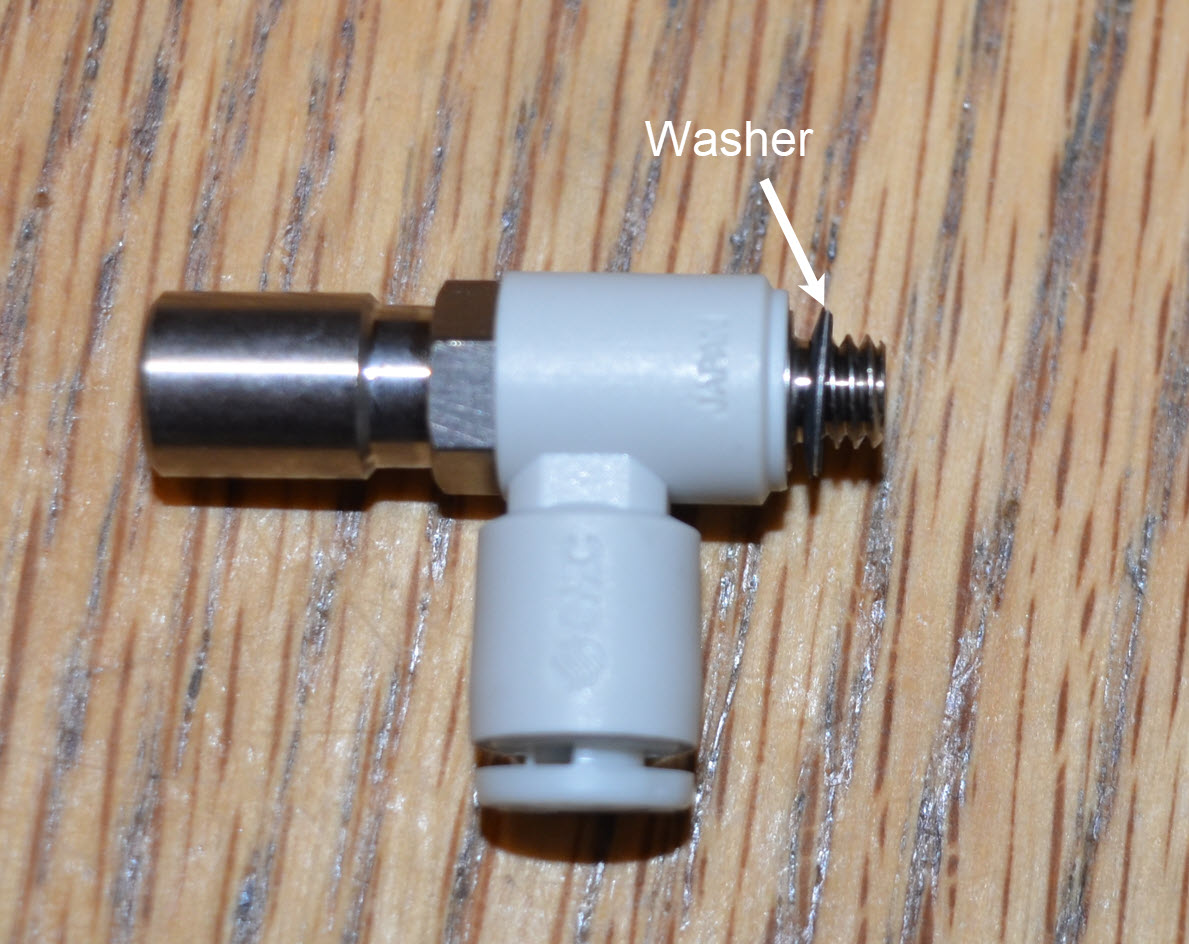 Washer is highlighted on a Flow Meter Fitting piece.