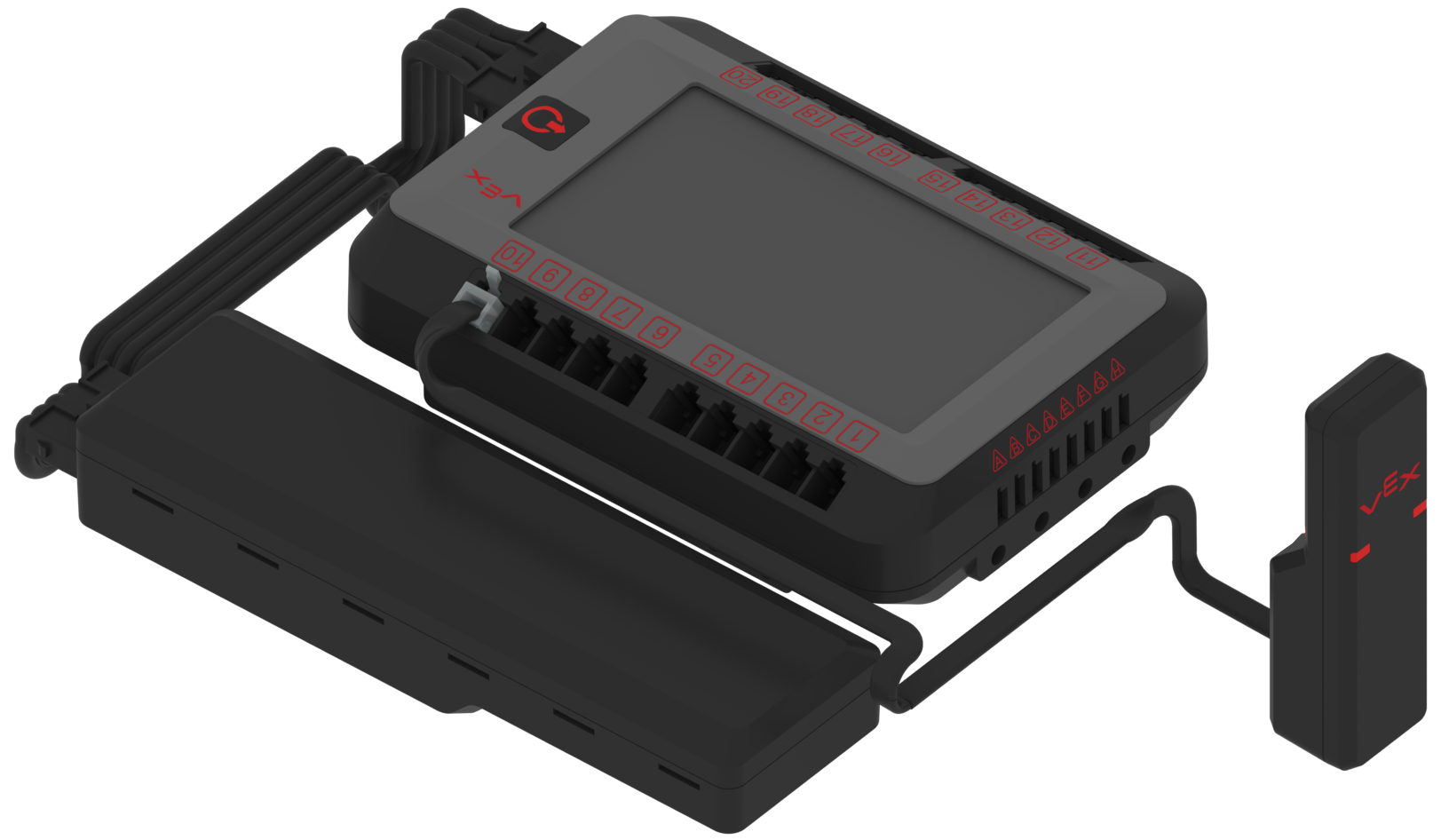 V5 Robot Brain is shown connected to a V5 Battery and a V5 Radio.
