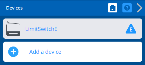 VEXcode V5 Devices menu with the previously added Limit Switch shown.