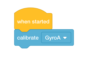 VEXcode V5 blocks stack that reads When started, calibrate GyroA.