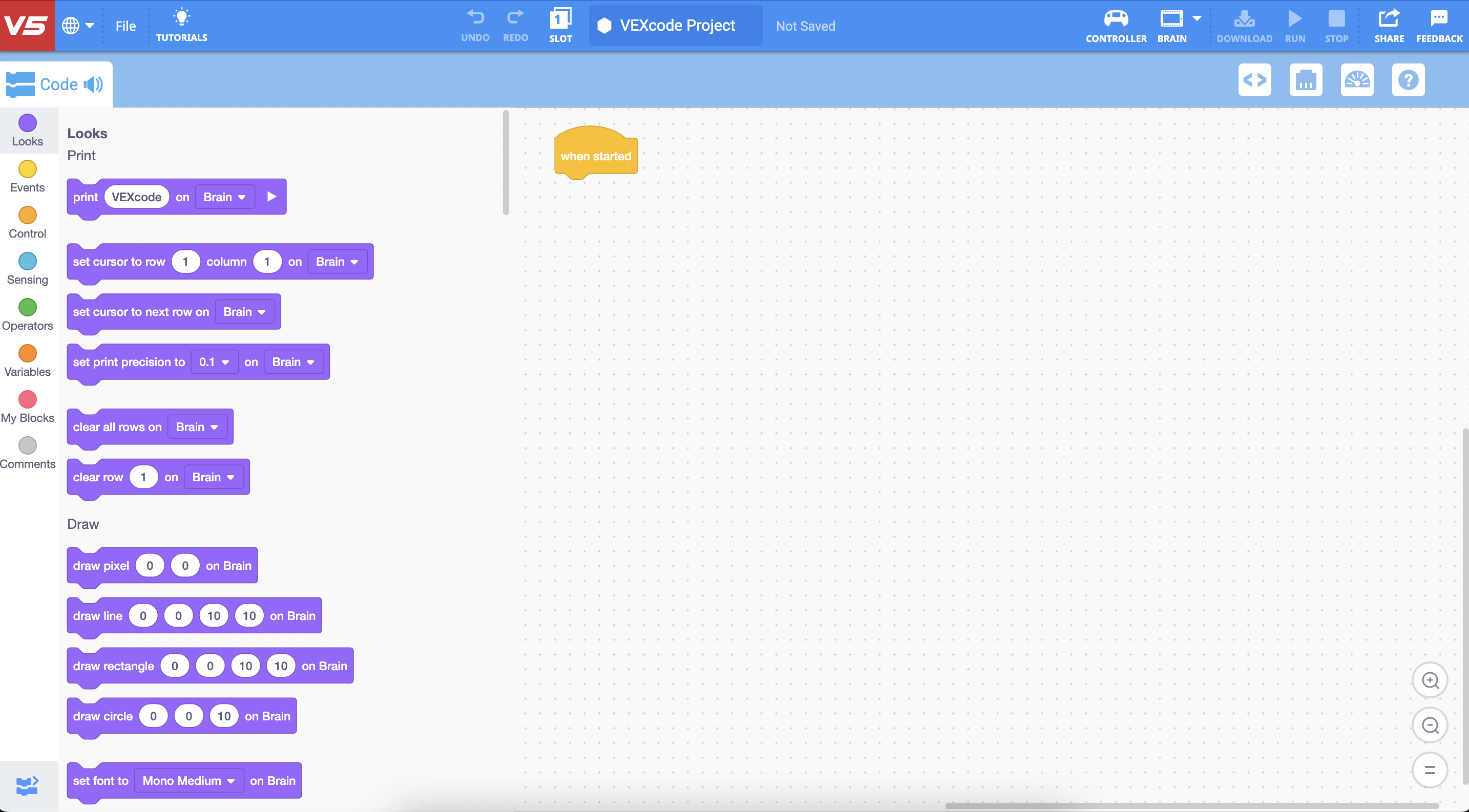 VEXcode V5 workspace.