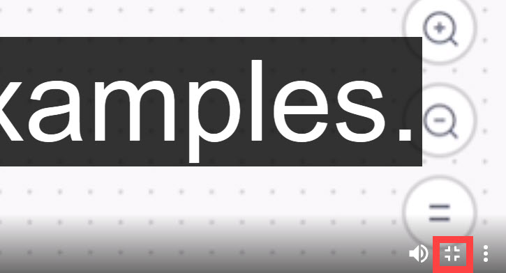 Tutorial video is open and in fullscreen, and there is an exit fullscreen icon where the fullscreen icon used to be.
