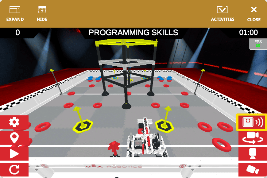 AI Vision Sensor button in the High Stakes Playground toolbar