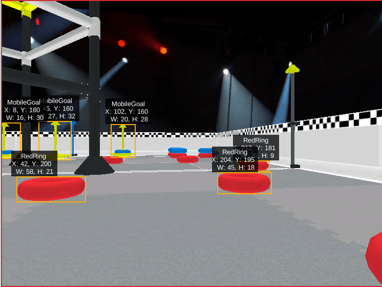 AI Vision Sensor identifying rings and mobile goals in the High Stakes Playground