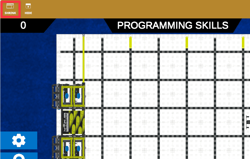 Playground window resized to show more of the coding workspace and less of the field