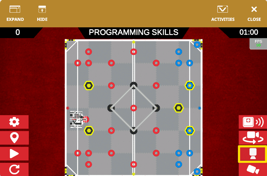 Top view showing the V5RC High Stakes Playground Window camera position